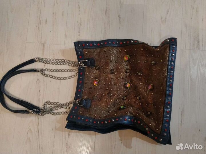 Cумка натуральная кожа и текстиль