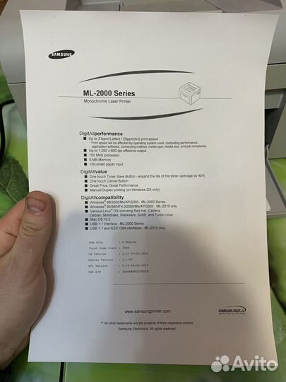 Samsung ML-2015 лазерный под все Windows