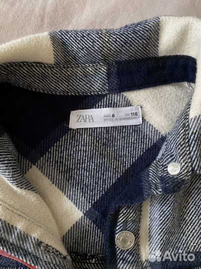 Рубашка в клетку теплая zara 110 116