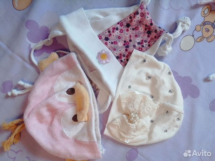 Шапочки 2 пакета от 0 - 6 мес