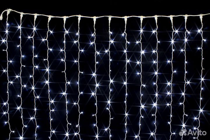 Гирлянда занавес уличный каучук 480 LED, 3 на 2 м