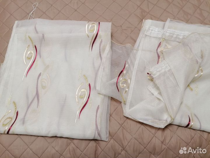 Тюль 235 см высотой на гардину 2.5-3м, 2 шт