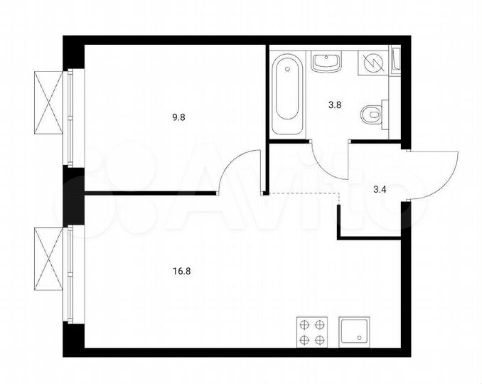 1-к. квартира, 33,4 м², 7/16 эт.