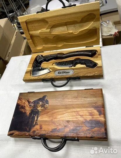 Топор кованый + нож в наборе