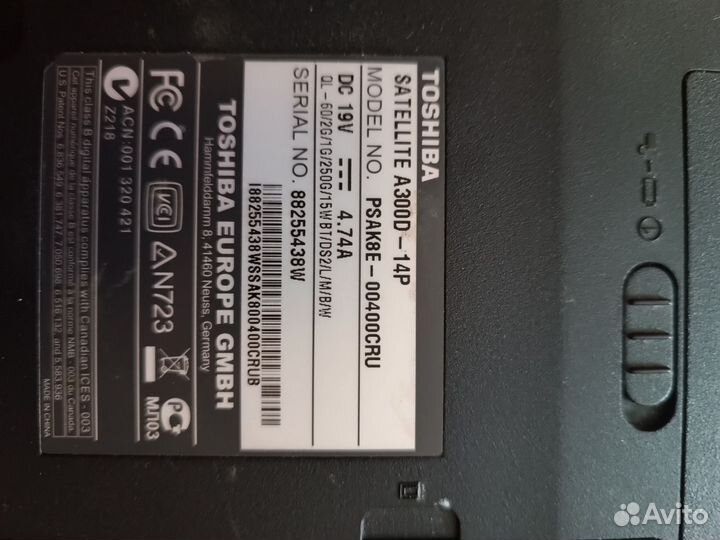 Ноутбук toshiba на запчасти