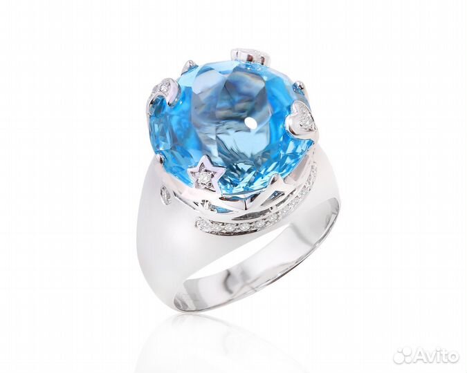 Золотое кольцо с топазом и бриллиантами