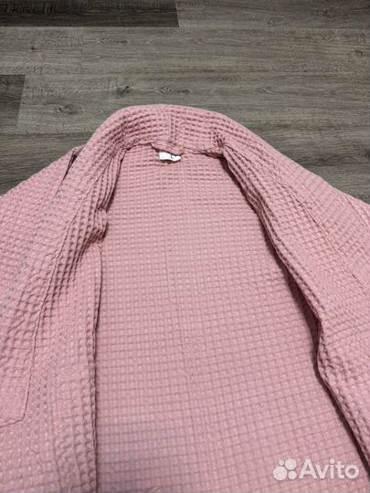 Вафельный теплый халат банный