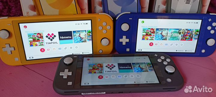 Новая Nintendo switch lite прошитая цвет чёрн син