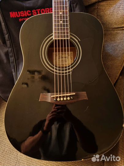 Акустическая гитара Ibanez чёрная + чехол