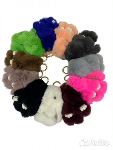 Брелок Кролик из меха кролика 15 см