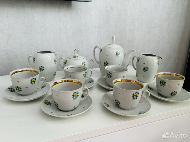 Чайный сервиз золотая роза