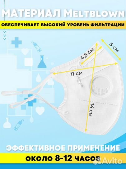 Респиратор многоразовый белый KN95, KN99