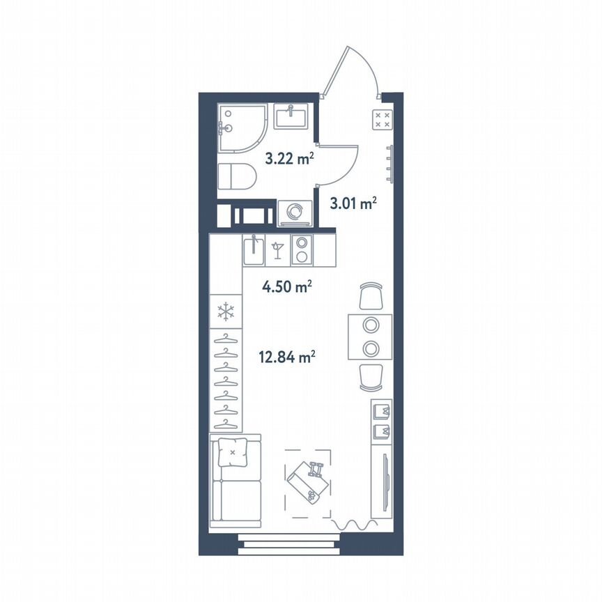 Квартира-студия, 23,6 м², 5/11 эт.