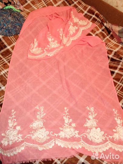 Палантин платок новый Италия хлопок и шёлк