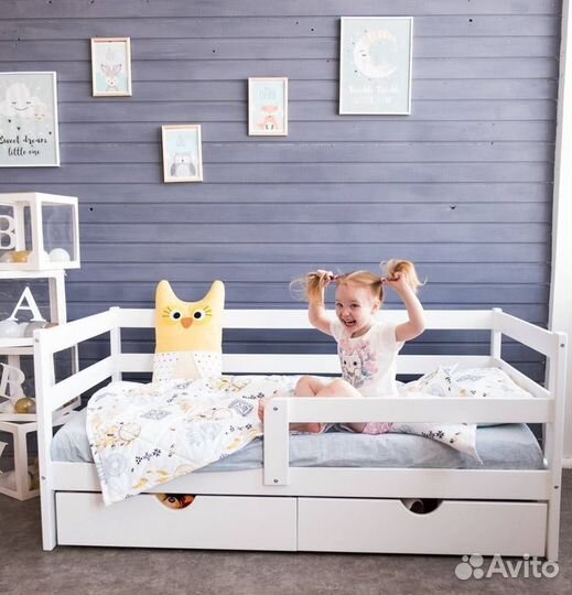 Кроватка от 2х лет софа из массива высокий борт