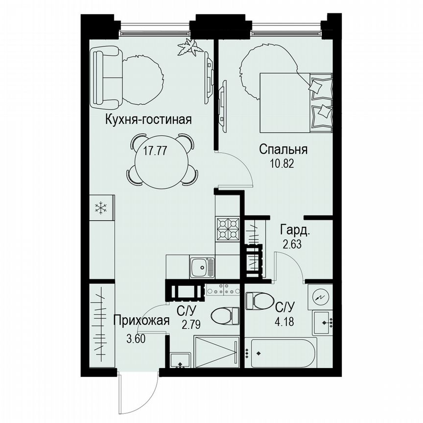 1-к. квартира, 41,8 м², 5/6 эт.