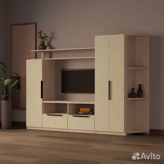 Стенка в гостиную №2 мдф Марта (без фрезеровки)