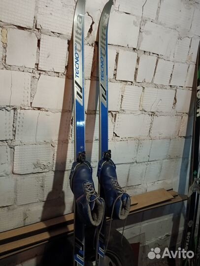 Лыжи,ботинки детские пластик 34 размер бу