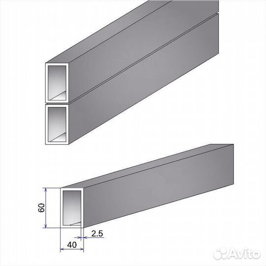 Профильная труба 60х40х2мм