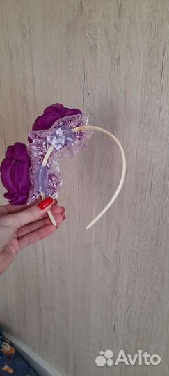 Ободок для волос ручной работы с цветами