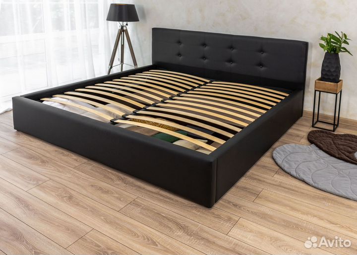 Кровать 200х200 с подъемным механизмом Роза черная