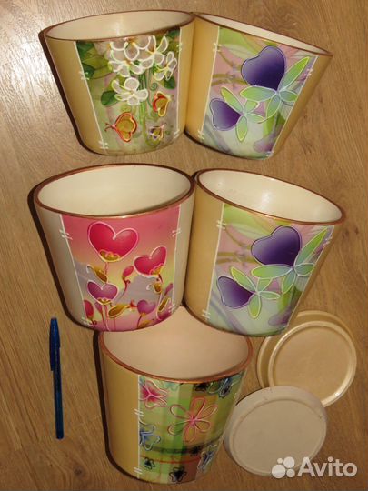 Горшки для цветов керамические новые (5 шт)