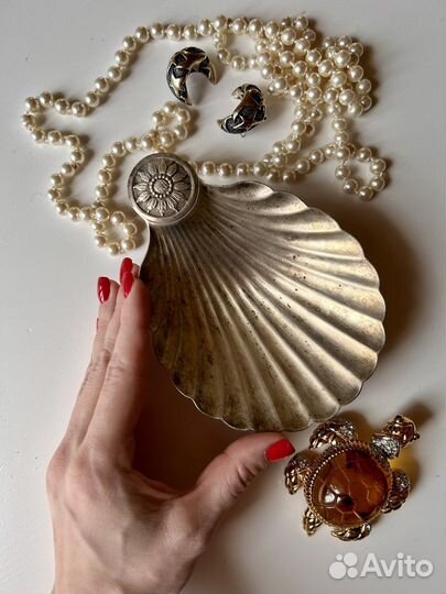 Шкатулка тарелочка ракушка перельница винтаж