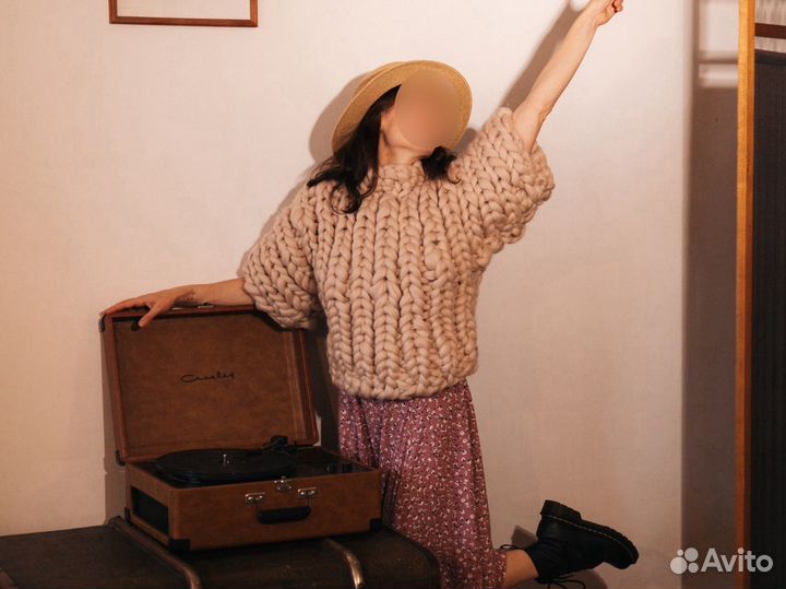 Свитер из 100% шерсти мериноса (крупная пряжа)