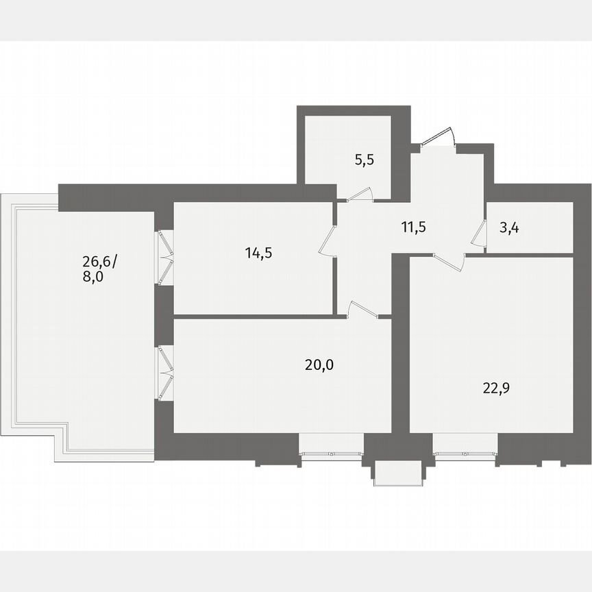 2-к. квартира, 85,8 м², 12/13 эт.