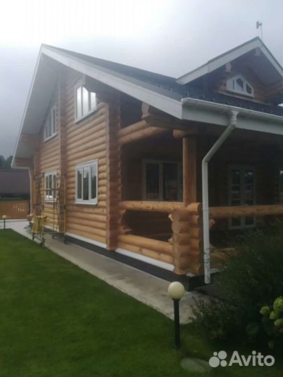 Тёплый шов шлифовка покраска деревянных домов