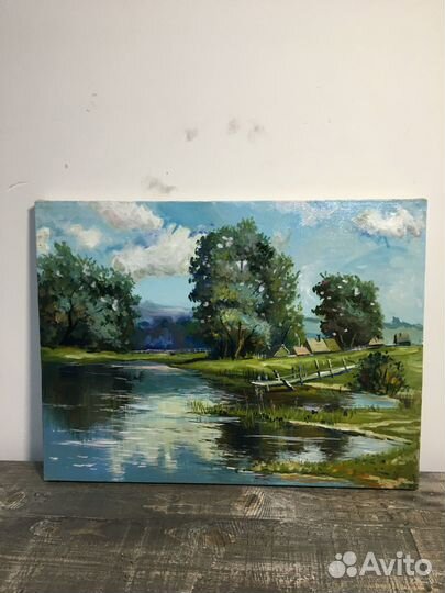 Картина маслом на холсте летний пейзаж лето