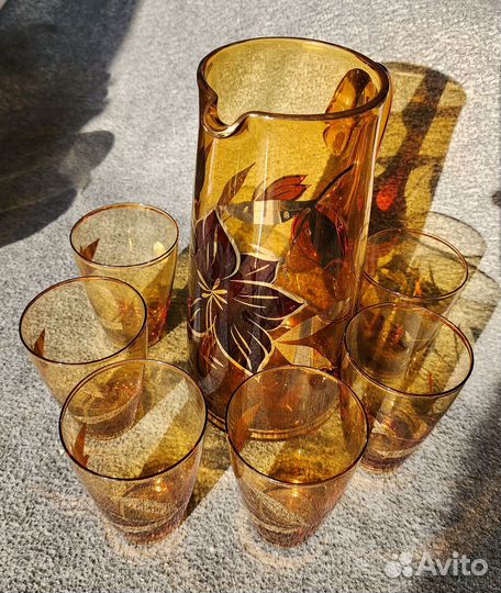 Графины с бокалами СССР Хрусталь Керамика Позолота