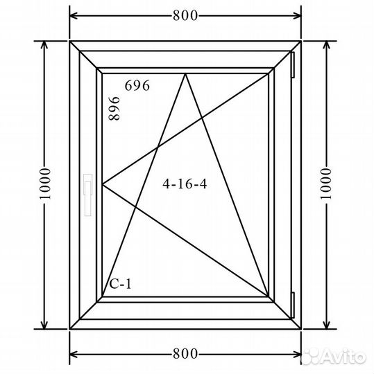 Пластиковое окно новое в наличии 800 x 1000 мм