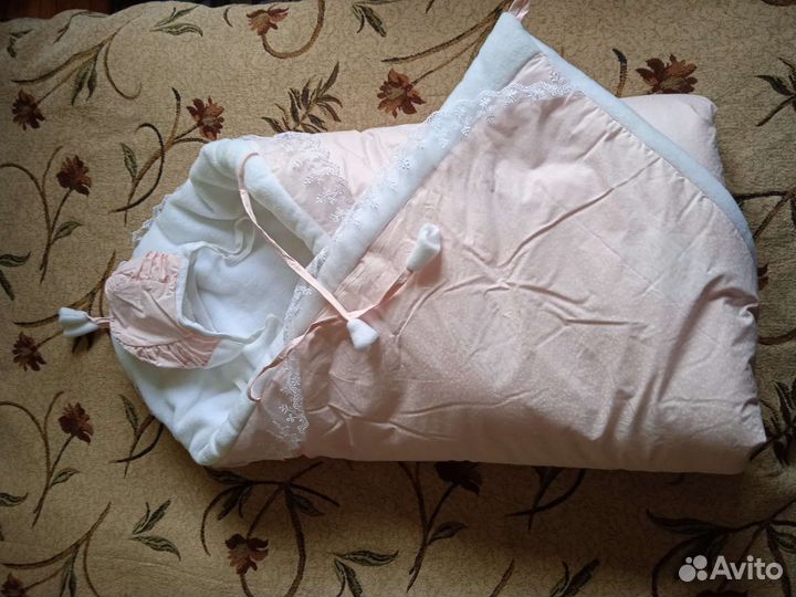 Коверт одеяло на выписку, розовый, для девочки