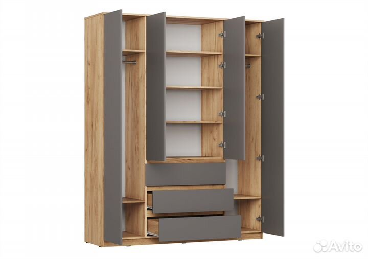 Шкаф с полками и ящиками Серый графит