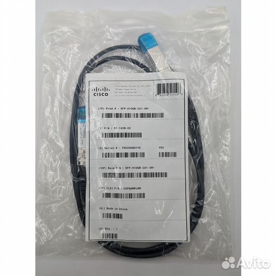 Кабель 37-1428-02, SFP-H10GB-CU1-5M, Cisco, 10 Gb