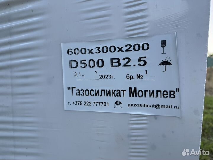 Блок газосиликатный D500 600х300х200