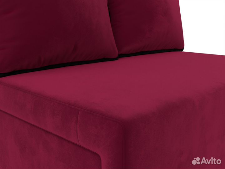 Диван прямой Лагуна, микровельвет, бордовый, черный