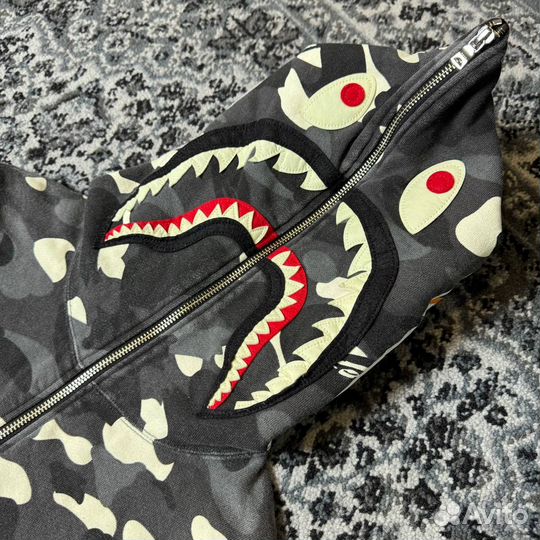 Худи A Bathing Ape Shark Full Zip Hoodie City Camo