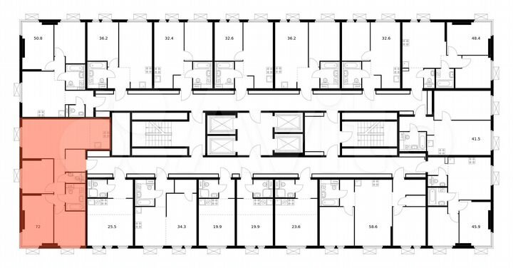 3-к. квартира, 72 м², 25/33 эт.