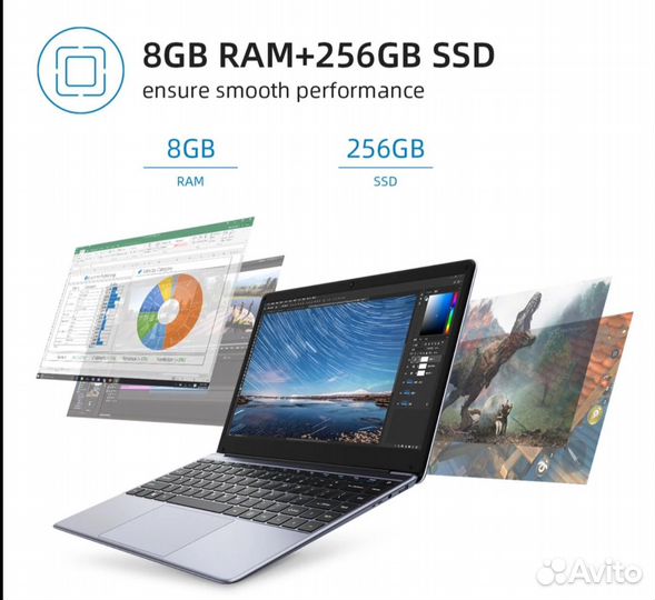 Ноутбук chuwi HeroBook Pro, 14,1, 8/256 гб SSD