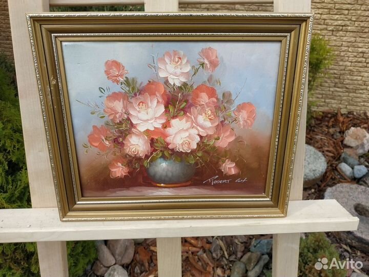 Цветочный натюрморт.Холст 25 х 20 см, рама 30 х 25