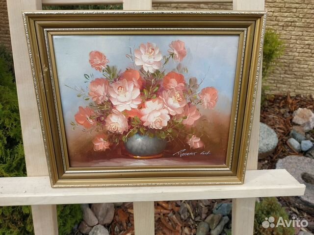 Цветочный натюрморт.Холст 25 х 20 см, рама 30 х 25