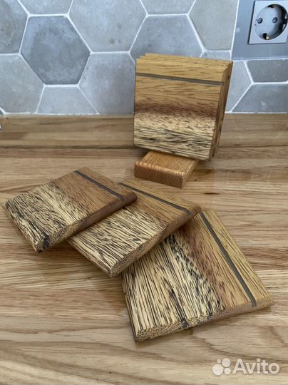 Комплект подстаканников из дерева, подарок маме