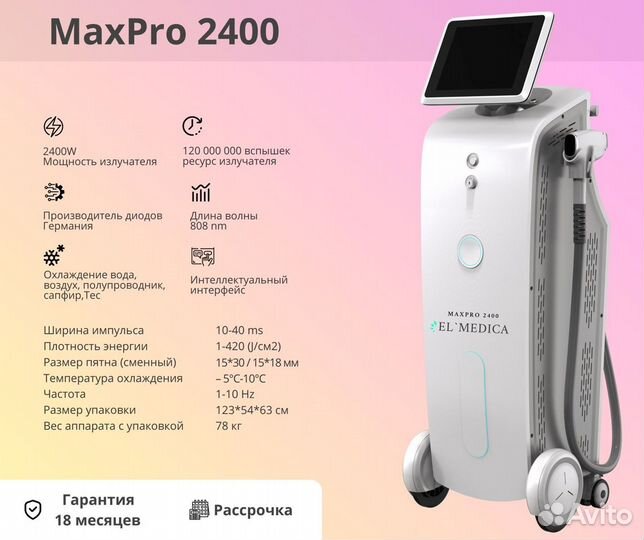 Диодный лазер ElMedica MaxPro 2400W, Новый