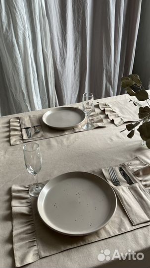 Скатерть бежевый дак и салфетки