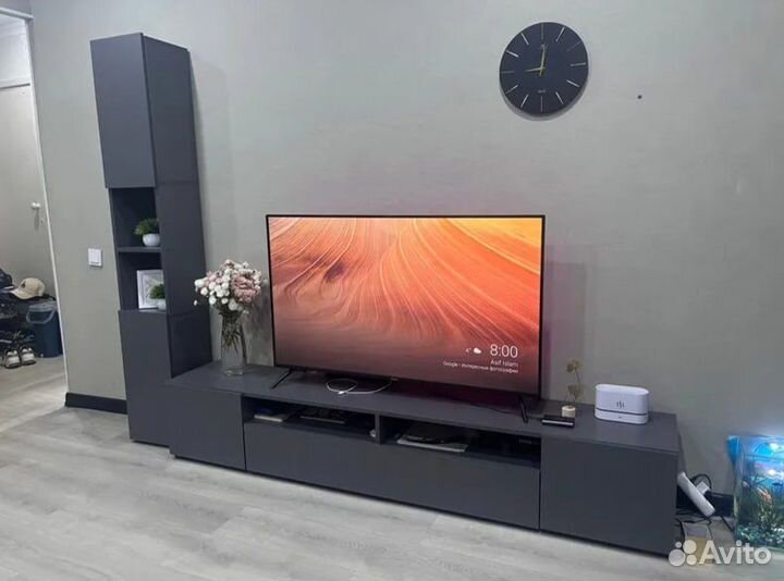 Тумба под телевизор графит серый 200 см