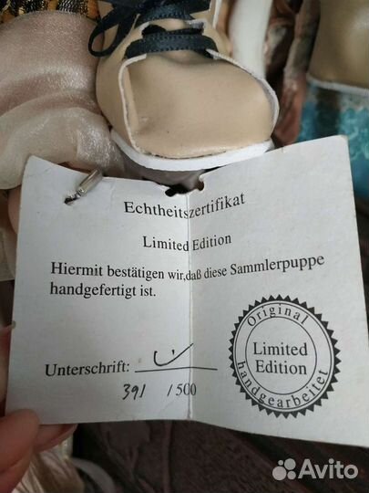 Кукла огромная фарфоровая коллекционная