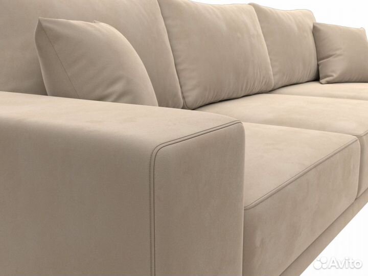 Диван угловой Льюес правый, велюр, бежевый. Москва