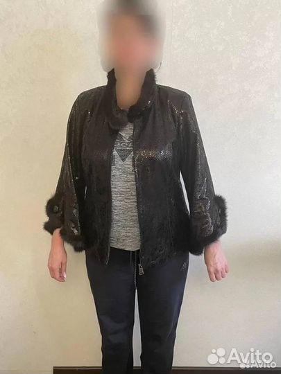 Кожанная куртка, мех норка лазерная обработка